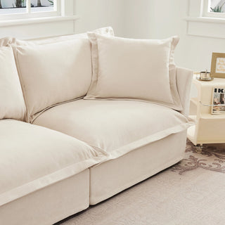 Slipcovered Fluffy Sofa - 3 Seat with 2 Ottoman Dweva