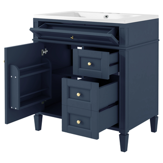 30'' Bathroom Vanity with Top Sink, Modern Bathroom Storage Cabinet with 2 Drawers and a Tip-out Drawer, Single Sink Bathroom Vanity (Same as SW000122AAC-1) Dweva