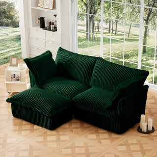 Slipcovered Fluffy Sofa - 2 Seat with Ottoman Dweva