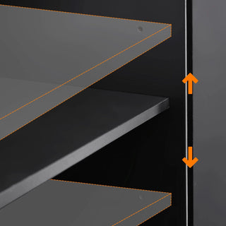 K&K 56.5'' Kitchen Island with Drop Leaf, Power Outlet, Embossed Vertical Stripe Rolling Kitchen Cart on Wheels with 4 Doors , 5 Deep Drawers and Adjustable Shelves, for Kitchen, Dining Room, Black Dweva