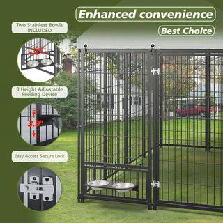 Large Dog Kennel Outdoor Pet Pens Dogs Run Enclosure Animal Hutch Metal Coop Fence with Roof Cover. 7.94'L x 4.13'W x 5.95'H. Dweva