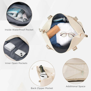 Luggage Sets 4 Piece, ABS Durable Suitcase with Travel Bag, Carry On Luggage Suitcase Set with 360° Spinner Wheels, ivory and golden Dweva