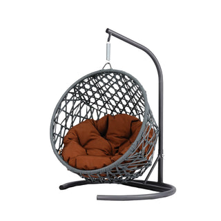 Cat Swing Bed with Stand & Cushion, Cat Egg Chair with Rattan Wicker Appearance, Indoor Hanging Swinging Cat Bed for Cats, Small Dogs, and Small Animals,Brown Dweva