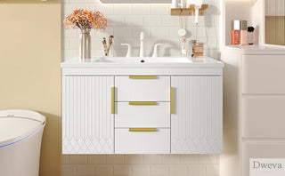 36'' Wall Mounted Bathroom Vanity, Floating Bathroom Storage Cabinet with 2 Drawers, Solid Wood Bathroom Cabinet (Same as N710S236003K) Dweva