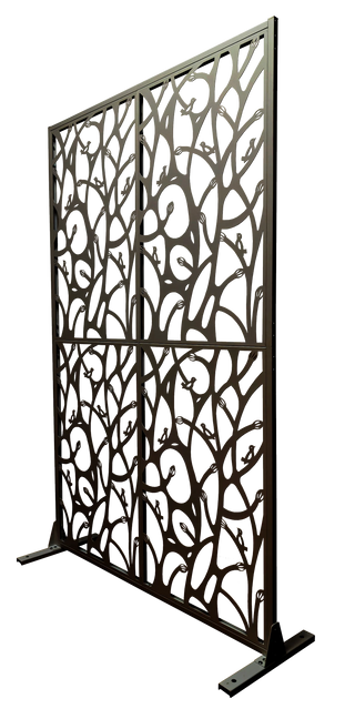 Metal Privacy Screens W3.8Ft X H6Ft Outdoor and Indoor Divider with Free Standing Decorative Privacy Screen for Balcony Patio Garden Room Divider, Black Bird Shape Dweva