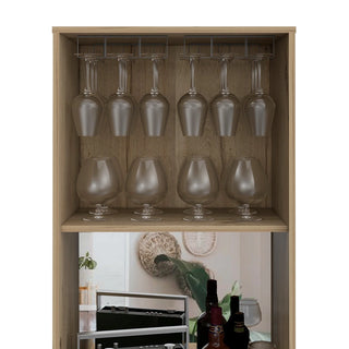 Redding Bar Cabinet, One Cabinet, Interior Shelves, Five Bottle Cubbies, Two Shelves Dweva