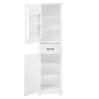 Tall Bathroom Storage Cabinet, Freestanding Storage Cabinet with Two Doors and Adjustable Shelves, Door Shelve Design, MDF Board with Painted Finish, White Dweva