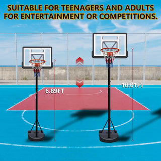 Portable Basketball Hoop for Youth Adults & Kids,Adjustable Height 6.89 ft to 10.01 ft,34 inch Backboard with Rebound System, Indoor/Outdoor Basketball Goal with Water/Sand Base, Wheels for Easy Move Dweva