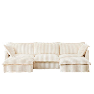 Slipcovered Fluffy Sofa - 3 Seat with 2 Ottoman Dweva