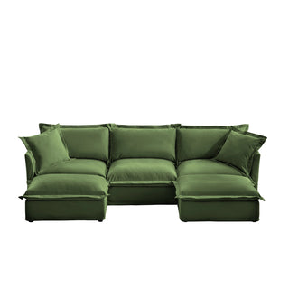 Slipcovered Fluffy Sofa - 3 Seat with 2 Ottoman Dweva