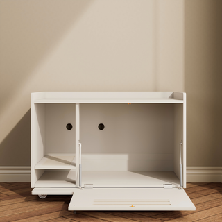 White Cat Litter Box Enclosure,Hidden Litter Box Furniture with top side fence,Wooden Pet House Side End Table, Storage Cabinet Bench for Living Room,,Bedroom, Fit Most of Litter Box Dweva