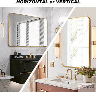 30x40 Inch Gold Metal Framed Rectangular Bathrrom Mirror for Wall.(W2203134113) Dweva