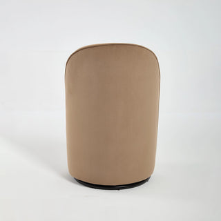 Set Of 1 Upholstered Kitchen & Dining Room Barrel Chair, Mid Century Modern Round Velvet Dining Chair, 360 Degree Swivel Comfy Armless Accent Makeup Vanity Side Chair for Bedroom Living Room Dweva