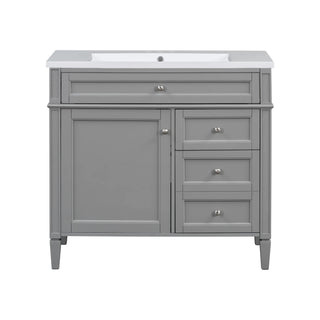 36'' Bathroom Vanity with Top Sink, Modern Bathroom Storage Cabinet with 2 Drawers and a Tip-out Drawer, Single Sink Bathroom Vanity Dweva