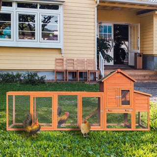 122＂Large Wooden Chicken Coop,Outdoor Hen House with Nesting Box ,Wire Fence Poultry Cage Dweva