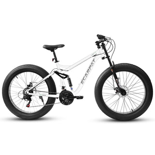 A26309 26 inch Mountain Bike,Full-Suspension 21 Speeds Drivetrain with Disc-Brake MTB Bicycle, 26*4" Fat tire Bike for Men Dweva