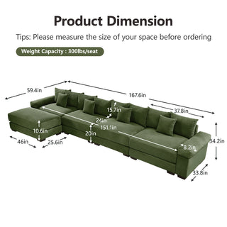Velora Cloud Modular Sofa - Green