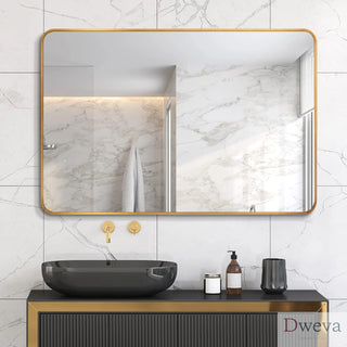 30x40 Inch Gold Metal Framed Rectangular Bathrrom Mirror for Wall.(W2203134113) Dweva