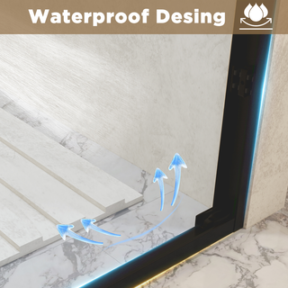 44-48" W × 72" H Tempered Glass with Explosion Proof Film, Aluminum Frame Double Sliding Shower Door, "1/4 (6 mm), Stainless Steel handle, Matte Black Dweva