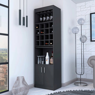 Myers Bar Cabinet, Two Shelves, Double Door Cabinet, Six Built-in Wine Rack Dweva