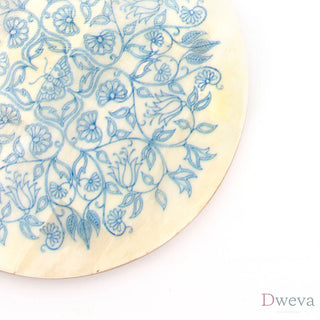 Resin Coaster with Green Print-Dia 4" Dweva
