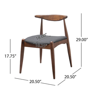 Set of 2 Rubberwood Dining Chairs with Ergonomic Backrest & Comfort Cushions, Walnut+Charcoal (same sku: 59296.00F) Dweva