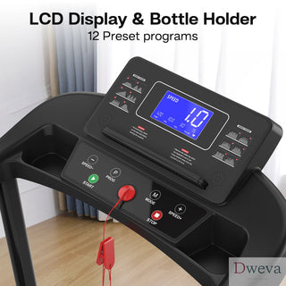 Walking Pad Treadmill for Senior, Foldable Exercise Treadmill with Stable and Safe Structural Design, Large LED Display for Elderly, Long Handrail for Balance, 300 Lbs Capacity Dweva