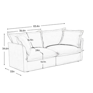 Slipcovered Fluffy Sofa - 2 Seat Dweva