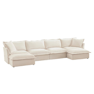 Slipcovered Fluffy Sofa - 4 Seat with 2 Ottoman Dweva