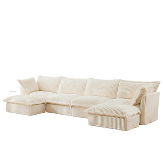 Slipcovered Fluffy Sofa - 4 Seat with 2 Ottoman Dweva