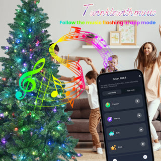 6ft Green Christmas Tree with 300 WiFi-Controlled RGB LED Lights, 751 PVC Tips, 38 Light Functions, Music Sync, Hinged Structure & Metal Stand – Smart App-Controlled Holiday Tree Dweva