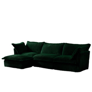 Slipcovered Fluffy Sofa - 3 Seat with Ottoman Dweva
