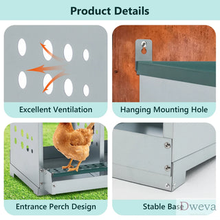 6 Compartments Chicken Nesting Box for Laying Eggs, Roll Away Chicken Laying Boxes, Green Dweva