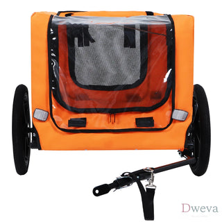 Outdoor Heavy Duty Collapsible Pet Bike Trailer with 16-Inch All-Terrain Wheels & Universal Hitch – Foldable Dog/Cargo Carrier Cart for Bicycles, orange Dweva