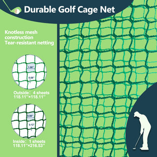 Golf Practice Net Cage,10 x 10 x 10FT Metal Frame Hitting Net Kit for Backyard,Golf Batting Cage Netting Golf Training Simulators for Home Dweva