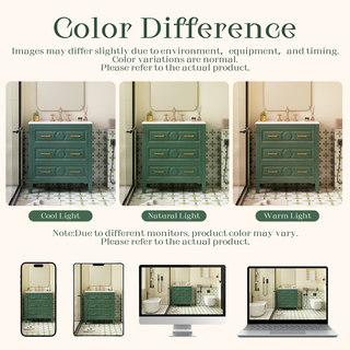 30'' Bathroom Vanity with Ceramic Sink Combo, Free Standing Single Vanity Set with 3 Drawers, Solid Wood Frame Bathroom Storage Cabinet, Green Dweva