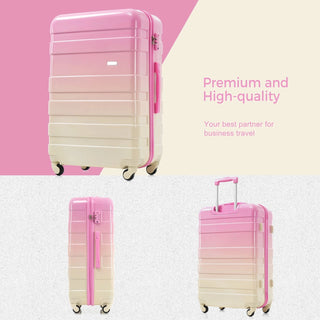 Luggage Sets New Model ABS Hardshell 3pcs Clearance Luggage Hardside Lightweight Durable Suitcase sets Spinner Wheels Suitcase with TSA Lock 20''24''28''( Pink) Dweva