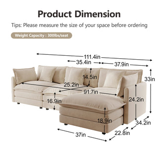 Harmony Luxury Deep-Seat Cloud Couch Dweva