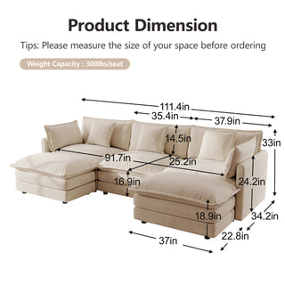 Harmony Luxury Deep-Seat Cloud Couch Dweva