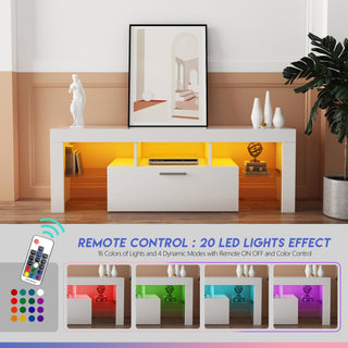 Fashion TV stand TV cabinet,Entertainment Center,TV station TV console,media console,with LEDlight belt,light belt remote control,toughenedglassshelf,metal handle,Canbeplaced in the living room,bedroom,white