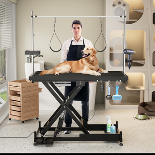 Update electric pet grooming table, 110V/220V professional groomer recommend super Deluxe electric pet grooming table, height adjust from 8 up to 36inch BLACK COLOR Dweva