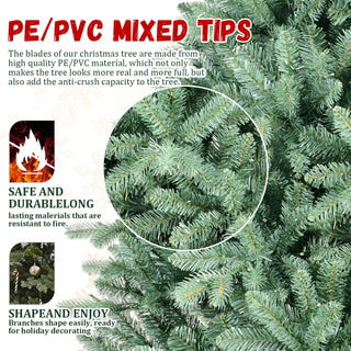 4FT Blue-Green Tint Christmas Tree with 592 PE+PVC Tips – Unique Full-Bodied Tree with Hinged Branches, Easy Assembly, Stable Metal Stand, Eye-Catching Holiday Decor Dweva