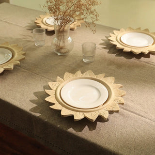 Handcrafted 13" Wood Charger Plate Wooden Dinning Placemat Artisan Wood Tableware Dweva