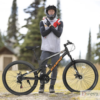 A26207 26 Inch Steel Frame Shock Fork Plus Shock Absorber 21-speed Unisex Mountain Bike Dweva