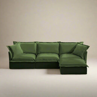 Slipcovered Fluffy Sofa - 3 Seat with Ottoman Dweva