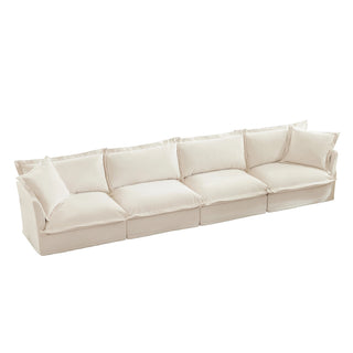 Slipcovered Fluffy Sofa - 4 Seat Dweva