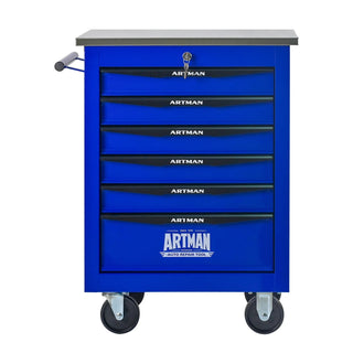 6 Drawers Multifunctional Tool Cart with Wheels,Metal Rolling Tool Cart Storage for Garage Workshop Warehouse Repair Shop--With Stainless Steel Roof- BLACK&BLUE Dweva