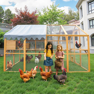 Outdoor Yellow Chicken Coop Enclosures 110" Large Kitten Playpen,Upgrade Waterproof Cover Dweva