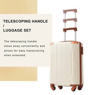 Hardshell Luggage, Lightweight Durable ABS Suitcase with Double Spinner Wheels, TSA Lock, 20-Inch Travel Carry-On Luggage (White Brown) Dweva