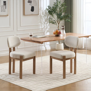 Wooden Dining Chairs Set of 2, Modern Fabric Upholstered Dining Room Chair Kitchen Chairs, Farmhouse Dinner Chair for Kitchen Dining Room Dweva